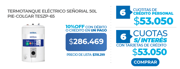 Termotanque Eléctrico Señorial 50L Pie-Colgar TESZP-65